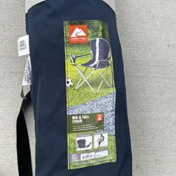 Ozark Trail Big and Tall Chair with Cup Holders, Blue, Adult