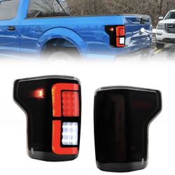 LED Tail Light Assembly Compatible with 2015 2016 2017 2018 2019 2020 Ford F150 F-150 Pickup Truck Black Housing Smoked Lens Rear Lamp Brake Taillight