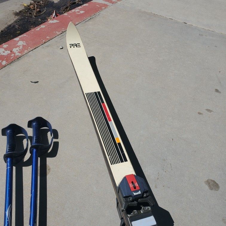 Snow Skis W/ Bindings And Poles