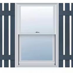 Ekena Millwork 12 in. x 51 in. Lifetime Vinyl Standard Three Board Spaced Board and Batten Shutters Pair Classic Blue