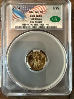 2024 $5 Gold Eagle 🦅 MS70 CAC 1/10th Oz Gold