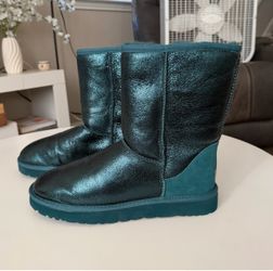 UGG Green Leather Lined Pull On Mid-Calf Boots Women's US 10 EU 41 1010653