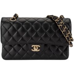 CHANEL Classic Flap CF Classic Chain Shoulder Strap Leather Chain Diamond Grain Embossed Cowhide Crossbody Shoulder Bag Small Size Women's (722)43