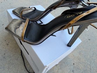ALDO Metallic Gold Strappy Heels – Women’s Size 8