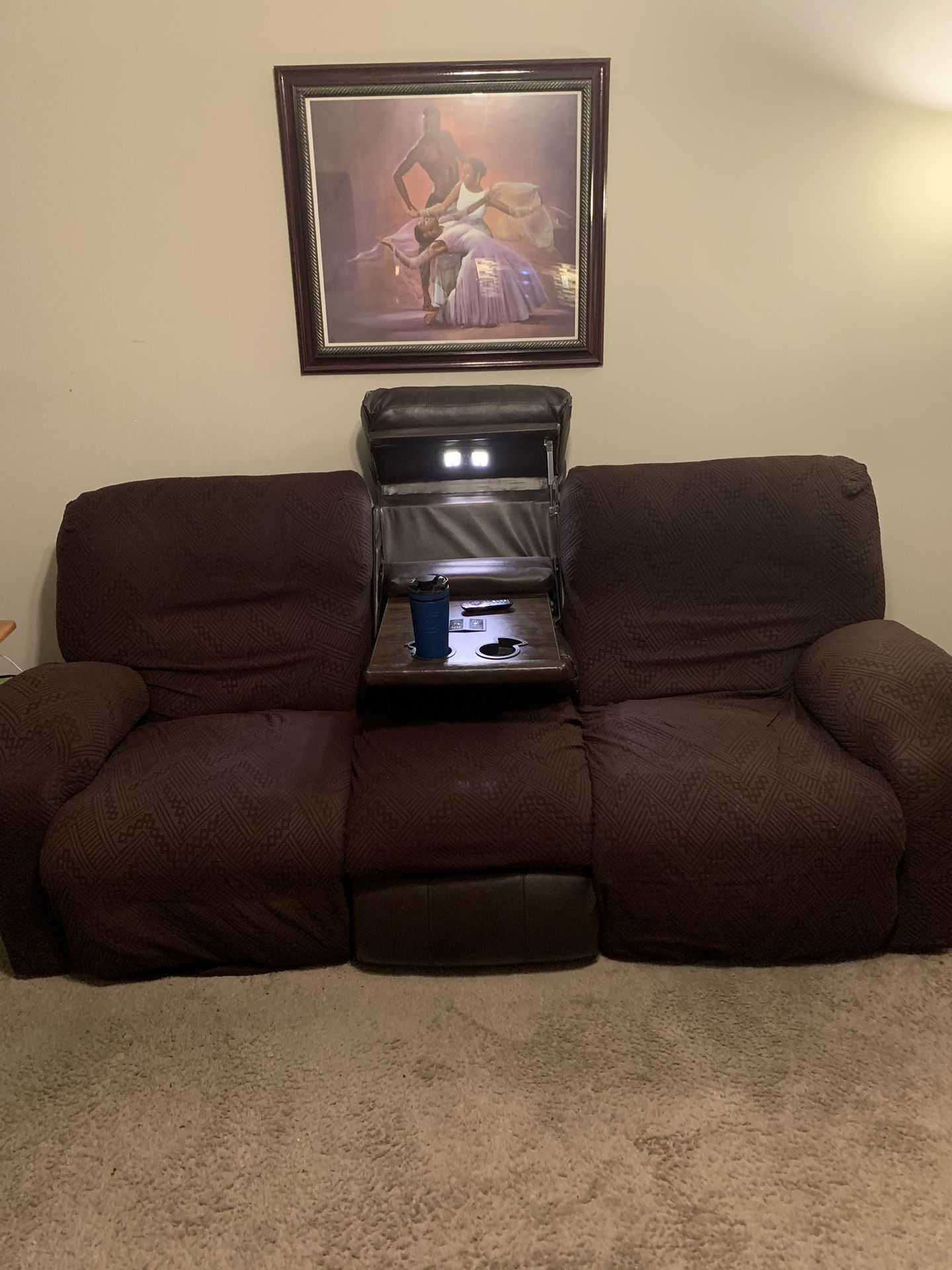 3-Seat Leather Sofa & 2-Seat Leather Chair (Brown)