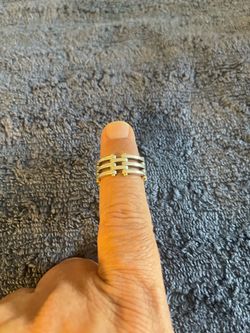 TIFFANY&Co. Sterling Silver Gate Link Ring #6.25US Yellow Gold