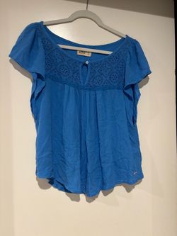 Hollister Blue Eyelet Top XS