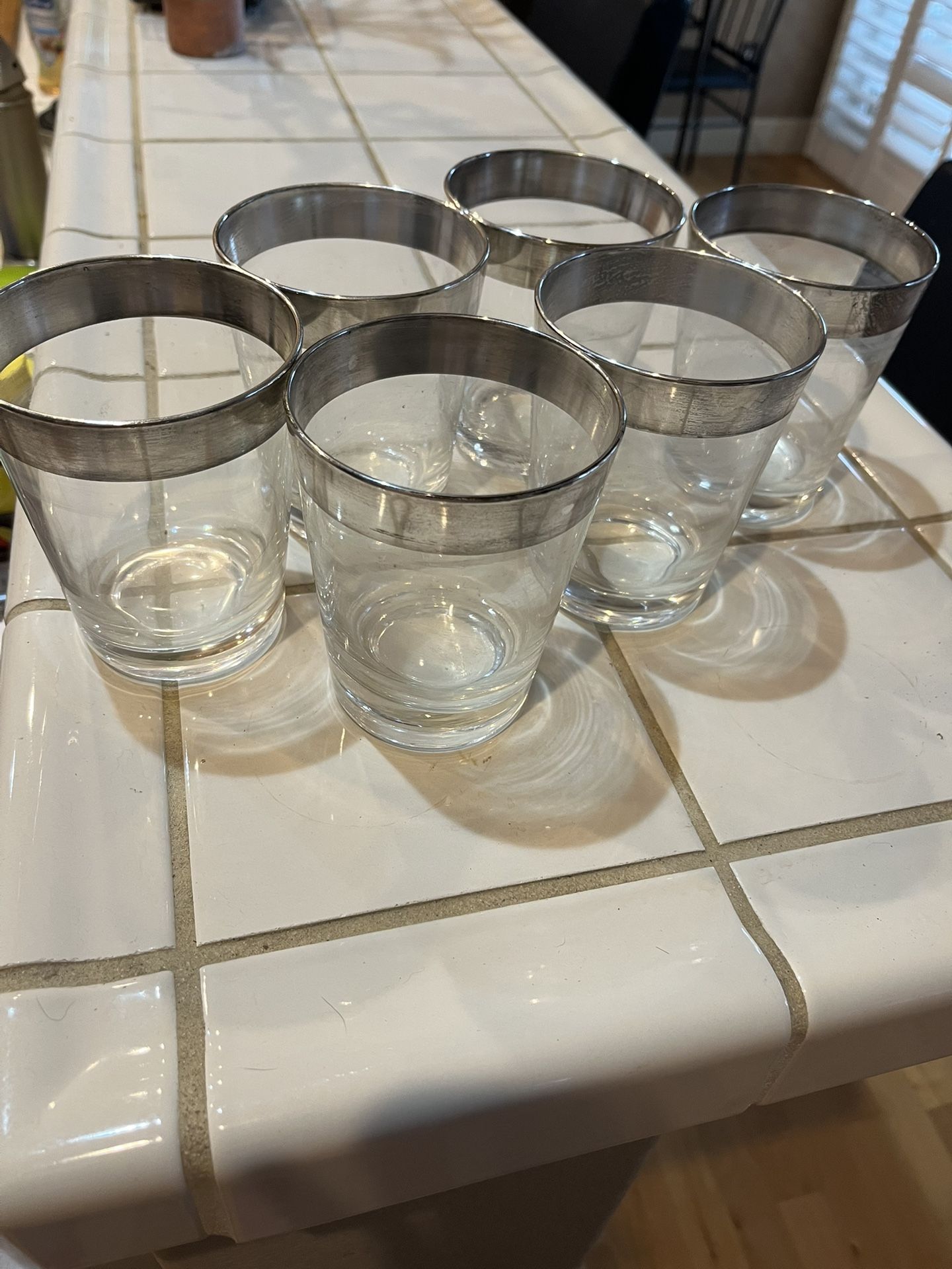 Vintage Glassware With Real Silver Plating On Edges