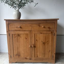 Solid Wood Two-Door Cabinet with Drawers
