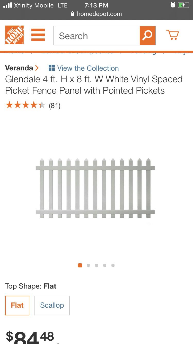 Veranda (Glendale)4’/8’ pvc fencing (10) pre-built panels