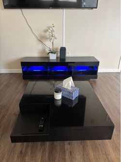 LED Entertainment Center + Coffee Table