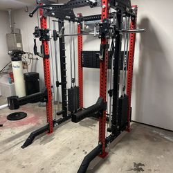 PRO SERIES Ultimate Half Rack Functional Trainer w/Smith Machine Bar | 400lb Stack | Gym Equipment | Fitness | Commercial | Squat Rack 