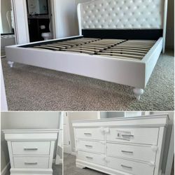 White plush!!Kingsize bedroom set $975 !!! Yes everything is brand new !!! Delivered !!!