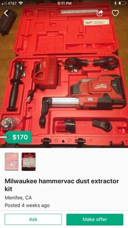 Milwaukee hammer vac dust extractor kit