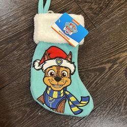 Christmas Mini 8” Embroidered Stocking Paw Patrol Chase  Blue  New
