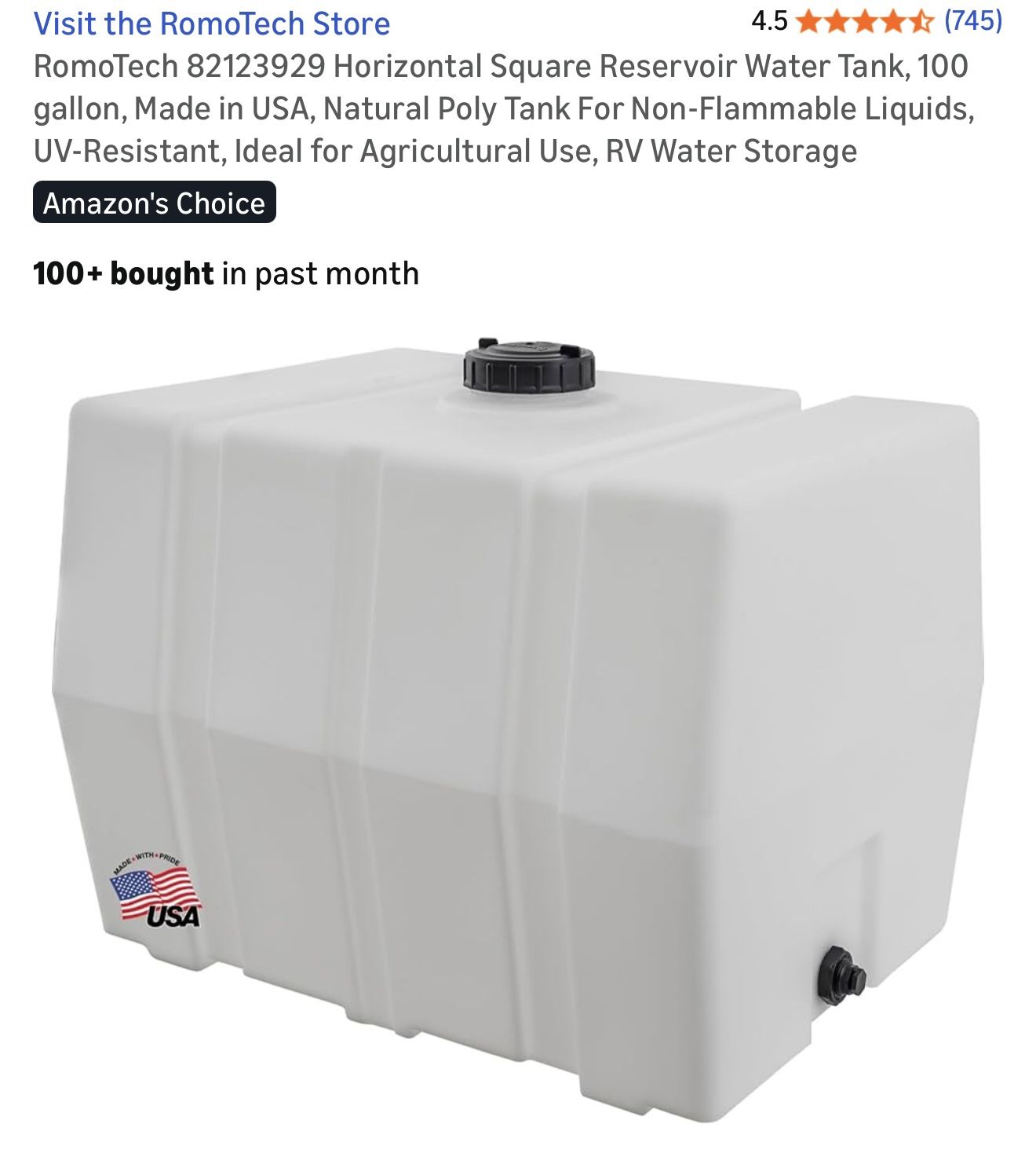 New Water Tank - 100 Gallon 