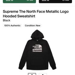 SUPREME NORTH FACE METALLIC LOGO HOODIE SWEARSHIRT 