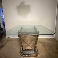 Square Glass Top Dining Table 