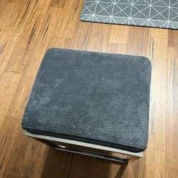 Gray Ottoman Foot Stool Chair Seat Chrome 