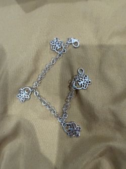Silver Tone Butterfly Ankle Or Hand Braclet Vintage Style