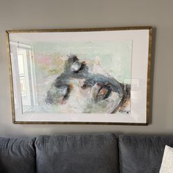 Large Framed Abstract Artwork – 62” x 42” – Gold Frame