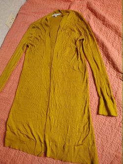 Mustard Yellow Long Ribbed Cardigan