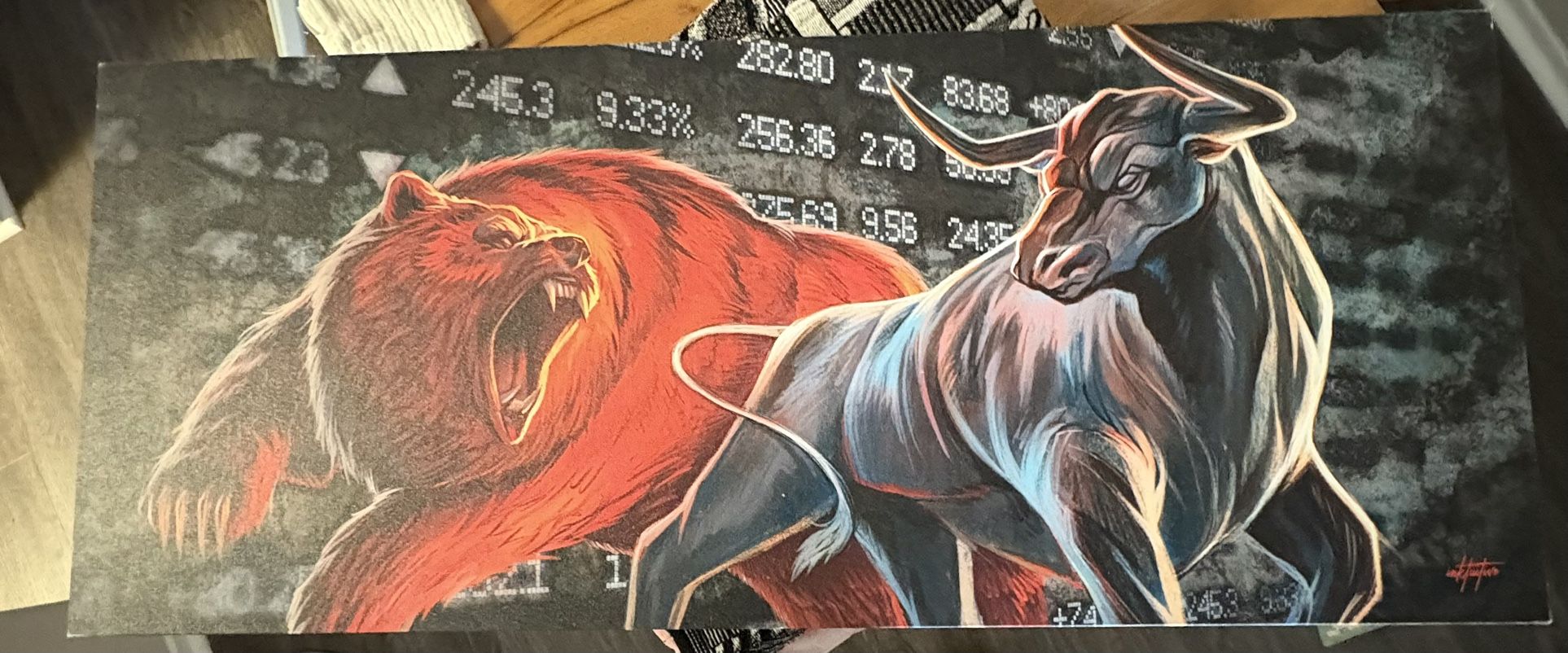 Bull Bear 48 X 20 Canvas