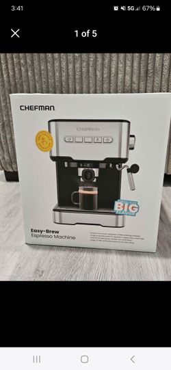 Chefman 6-in-1 Espresso Machine with Steamer, One-Touch Single or Double Shot Maker, Coffee Cappucci