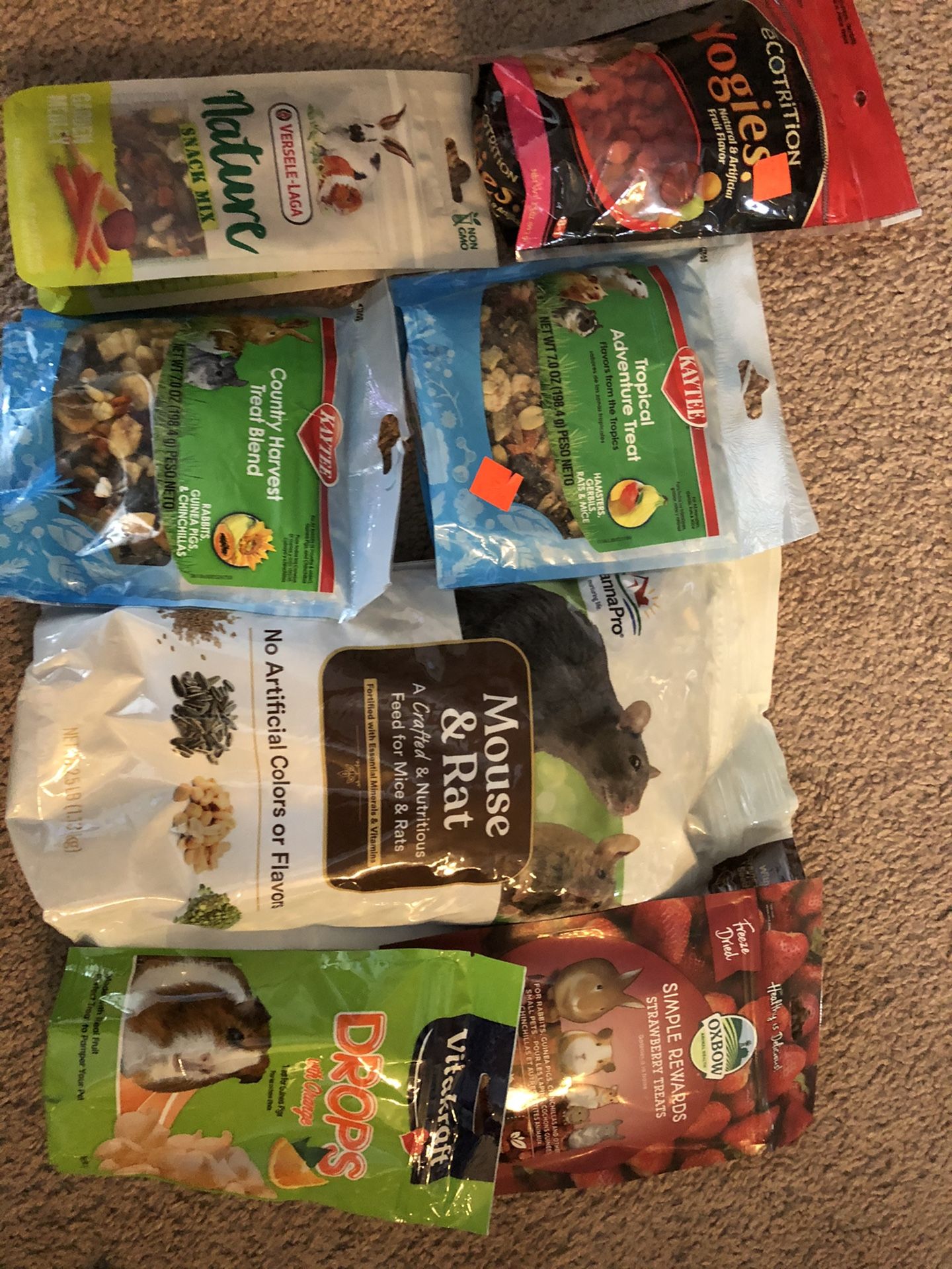 Assortment of small animal food