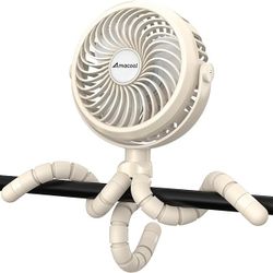 2-Pack Battery Operated Stroller Fan Flexible Tripod Clip On Fan with 3 Speeds and Rotatable Handheld Personal Fans for Car Seat Crib Bike Treadmill (