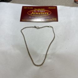 Sterling Silver , Bead , Anklet With Adjustable Length 