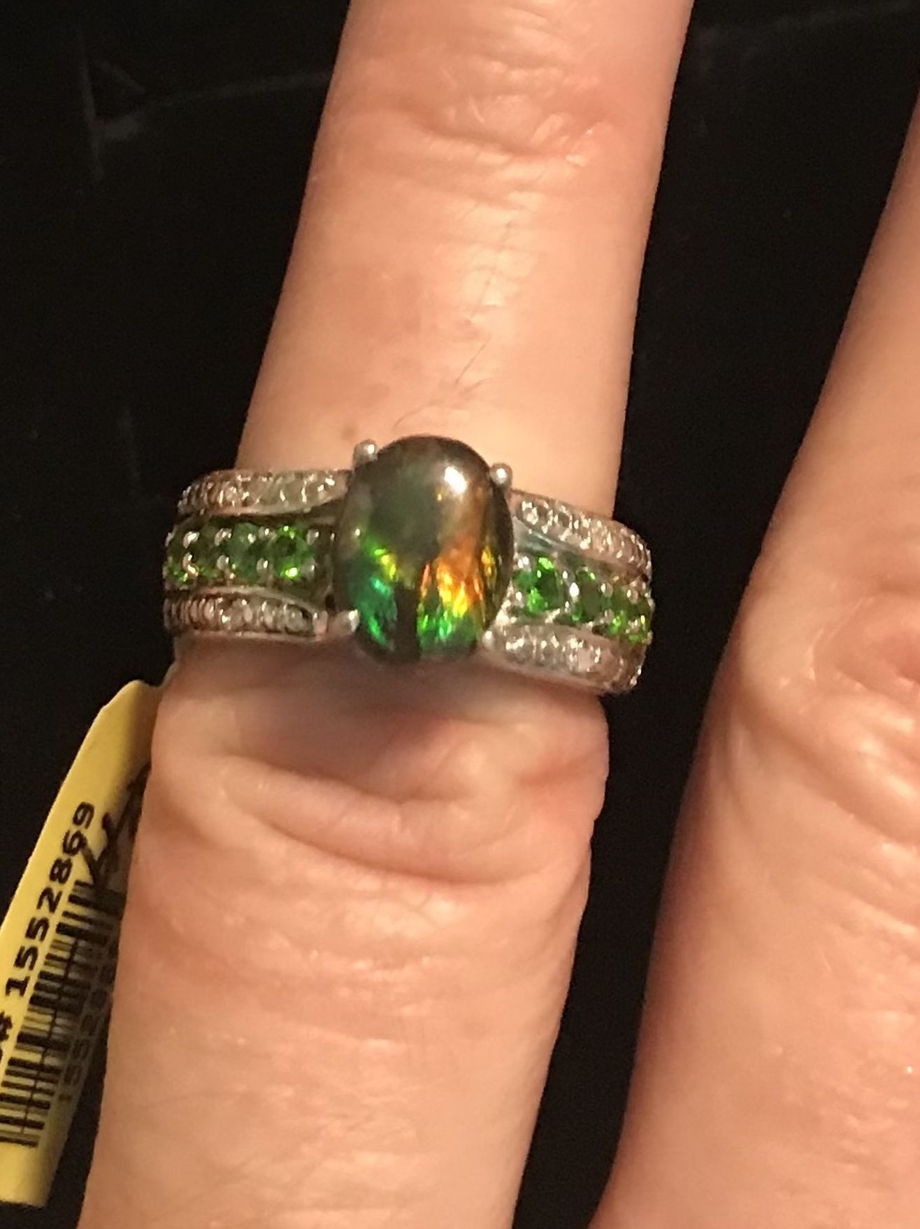 Ammolite Stone With Multi Gems Ring