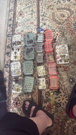 Fishing Flies In Waterproof Boxes Lot
