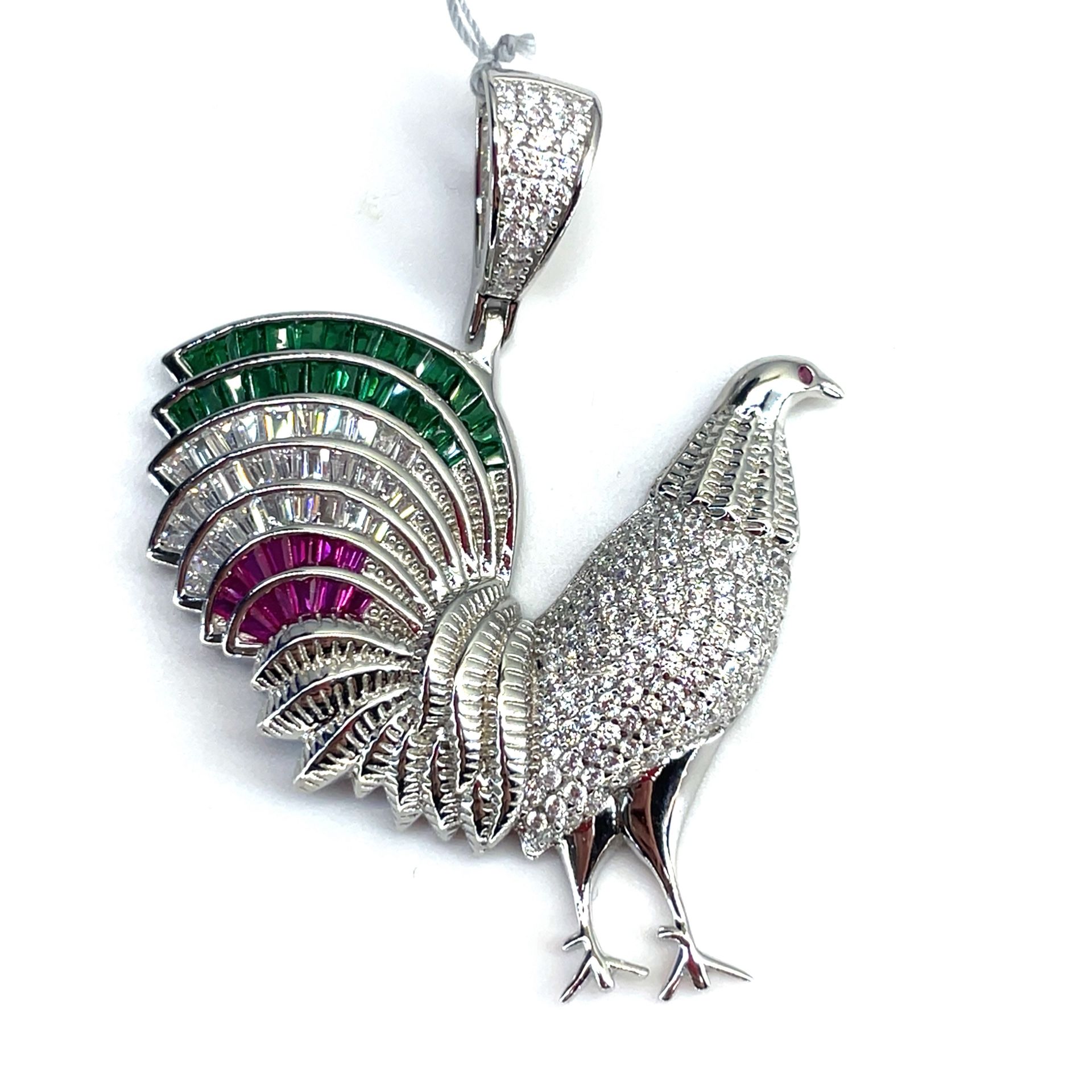 925 Sterling Silver CZ Rooster Pendant 10.25g 200755/16