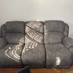 Gray Reclining Leather Couch