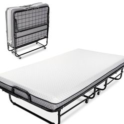 New, Unused Foldable Twin Bed and Mattress Set