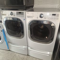 Lg Frontload Washer And Dryer With Pedestals 