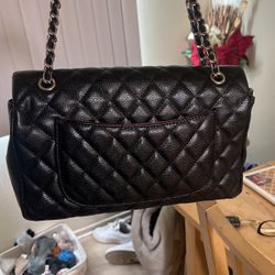 Chanel classic double flap quilted caviar