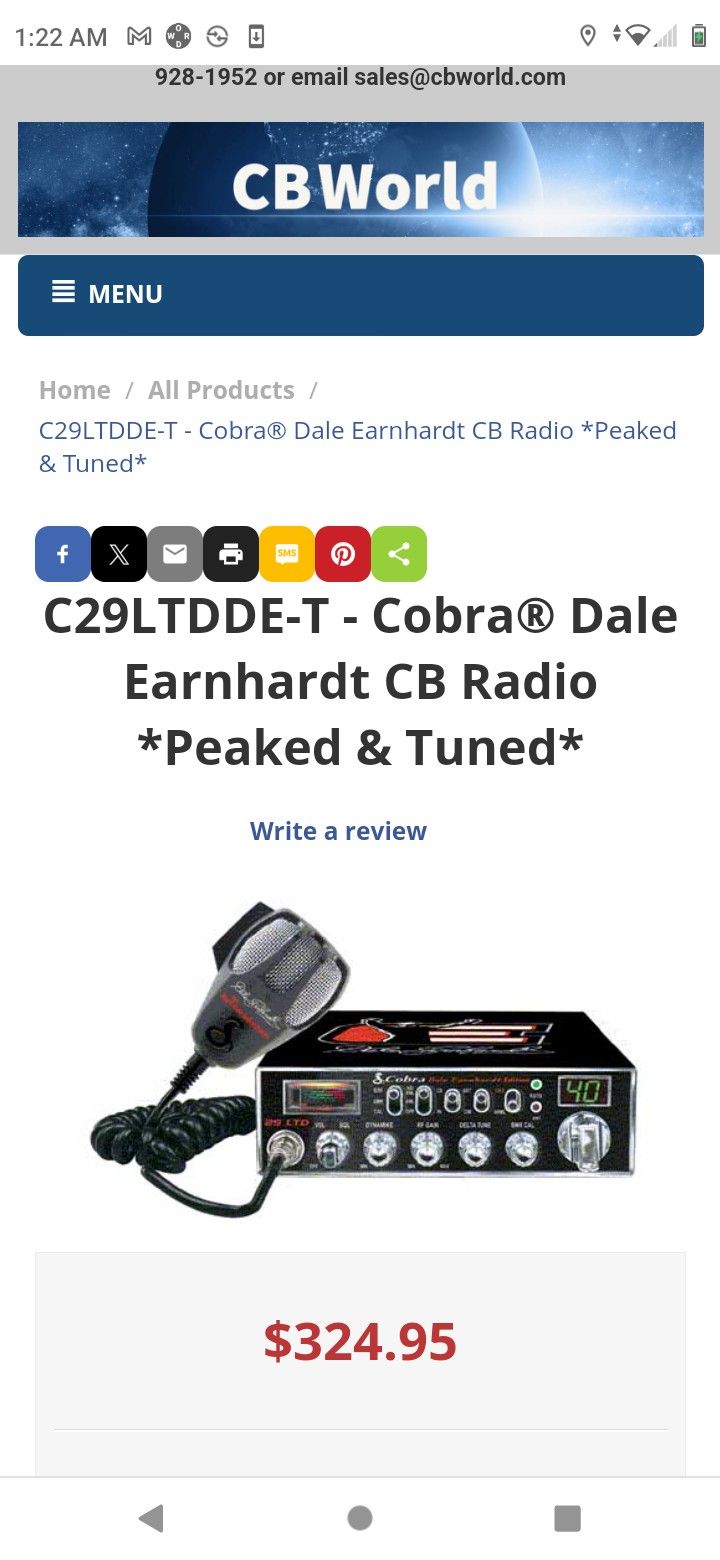 Brand New Dale Earnhardt Sr. Edition Cobra Cb Radio