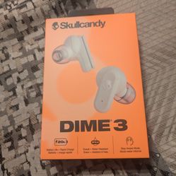 NEW Skullcandy Dime 3 Bluetooth Earbuds - Bone/Orange