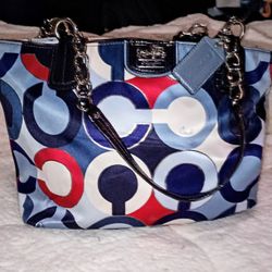 Red White And Blue Coach Authentic Purse