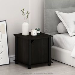 Furinno Brahms End Table with Storage, Espresso, Black Espresso/Black - 
