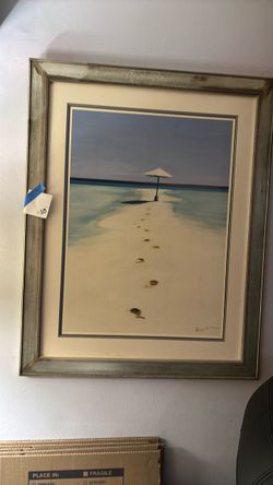 Framed Beach Scene Art Print