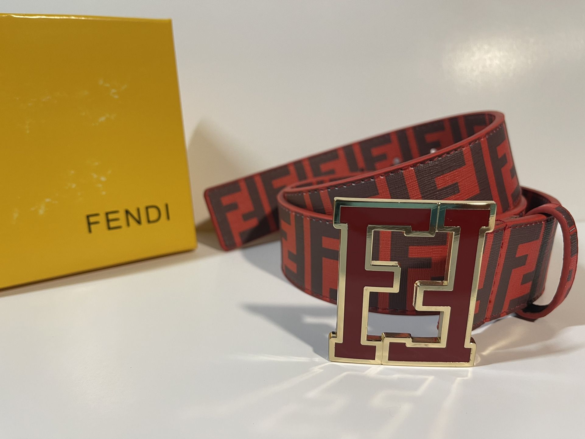 Red Fendi Belt Size 32-34 Inches In Waist