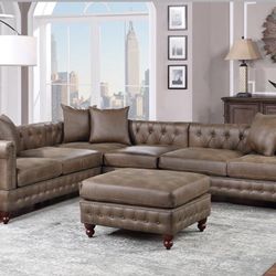 Sectional Sofa Set With Ottoman 