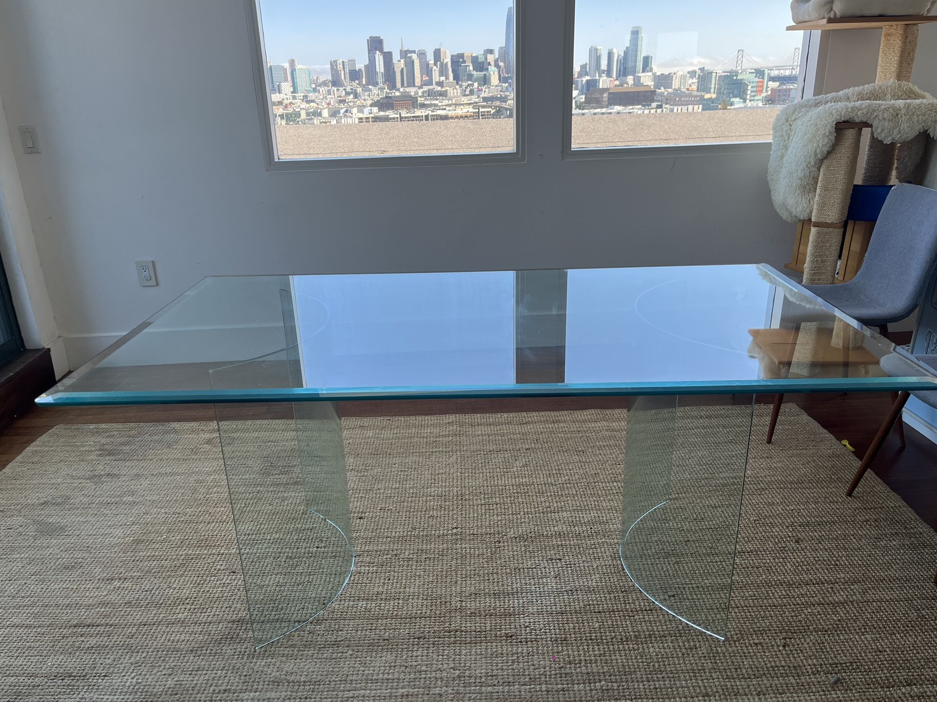 Elegant beveled glass top dining table
