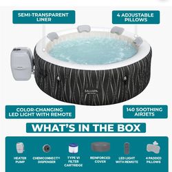 SaluSpa Hollywood AirJet Inflatable Circle Hot Tub Spa with Color-Changing LED Lights 4-6 Person with Pump