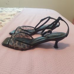 Size 7.5 Leopard Print Mesh Kitten Heels