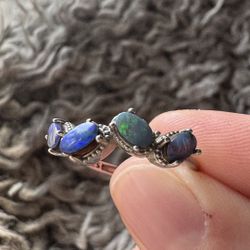 Australian Opal Doubled Ring. 925 Silver 