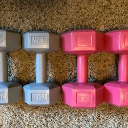 DUMBELLS, 2 Sets. 10lbs x 2 / 7.5lbs x 2